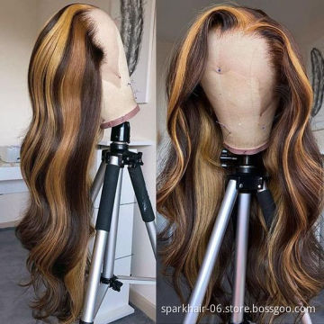 SPARK 13*4 Lace Front Wigs for Women Brazilian Virgin Human Hair Ombre Highlight Lace Closure Wigs For Black Women Omber Wig